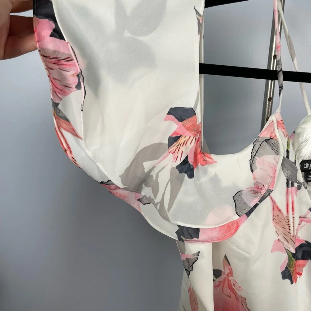 NWT City Chic White Floral Cold Shoulder Maxi Dress in Pink Lily Size 18 - Picture 8 of 10